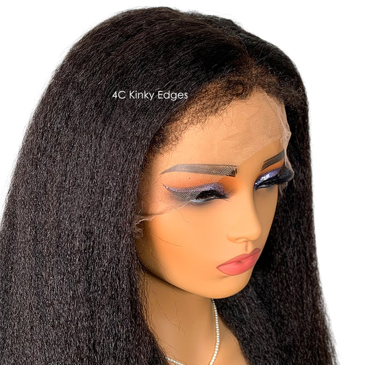 MORGAN 4C Edges Kinky Straight 13X6in HD Lace Front Wigs