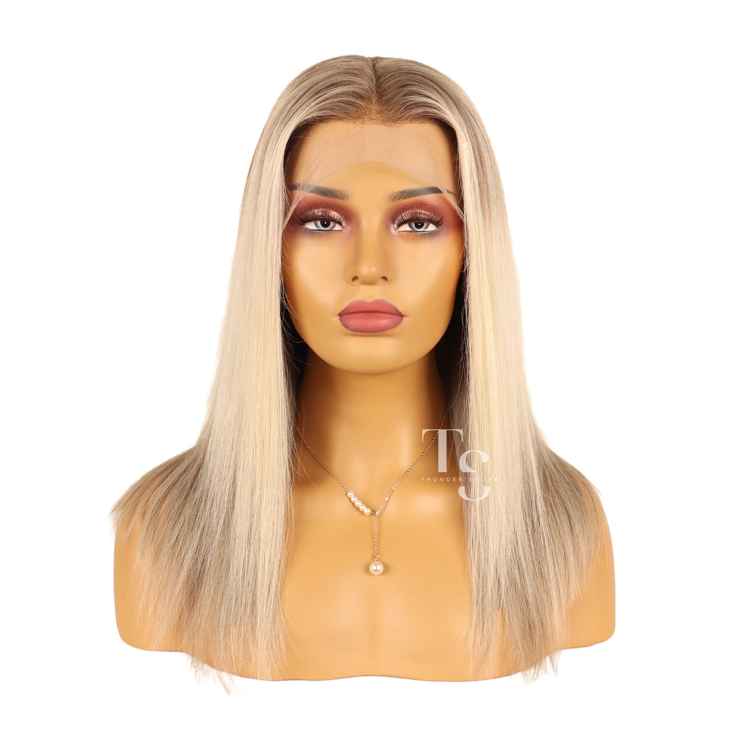 ALINA Balayage Ash Blonde Highlights Lace Front Wig 100% Human Hair