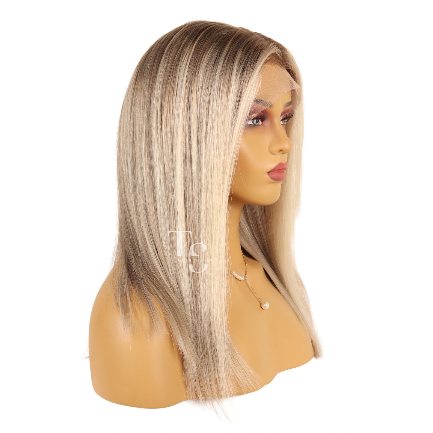 ALINA Balayage Ash Blonde Highlights Lace Front Wig 100% Human Hair