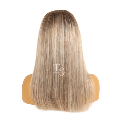 ALINA Balayage Ash Blonde Highlights Lace Front Wig 100% Human Hair