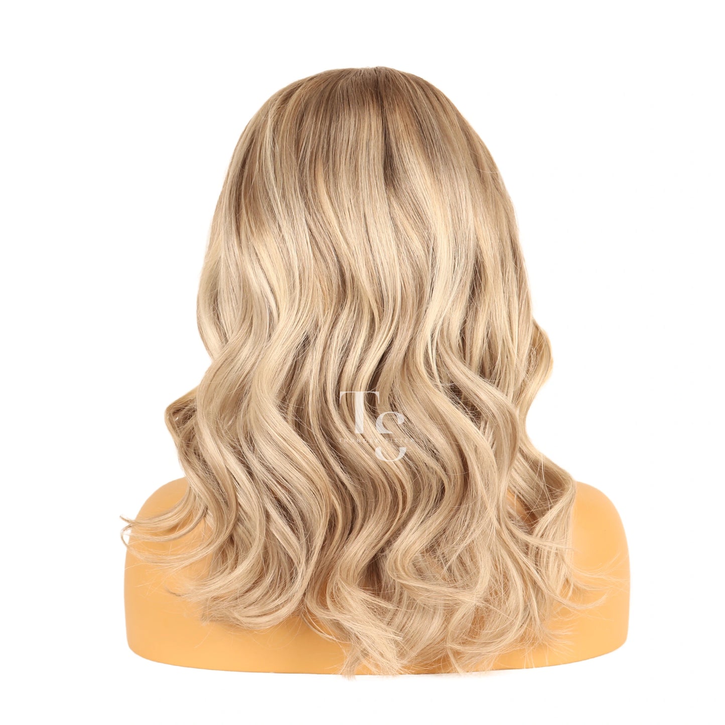 CIARA Human Hair Wavy Blayage Blonde Highlights Lace Front Wig