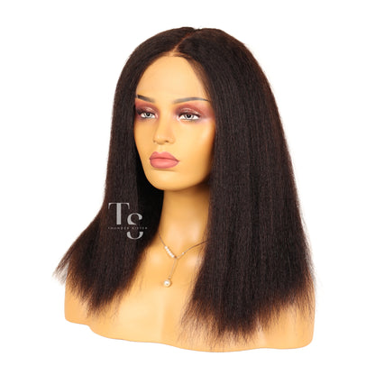 KIKI Realistic Kinky Straight Long Bob 13X4in HD Lace Front Wig