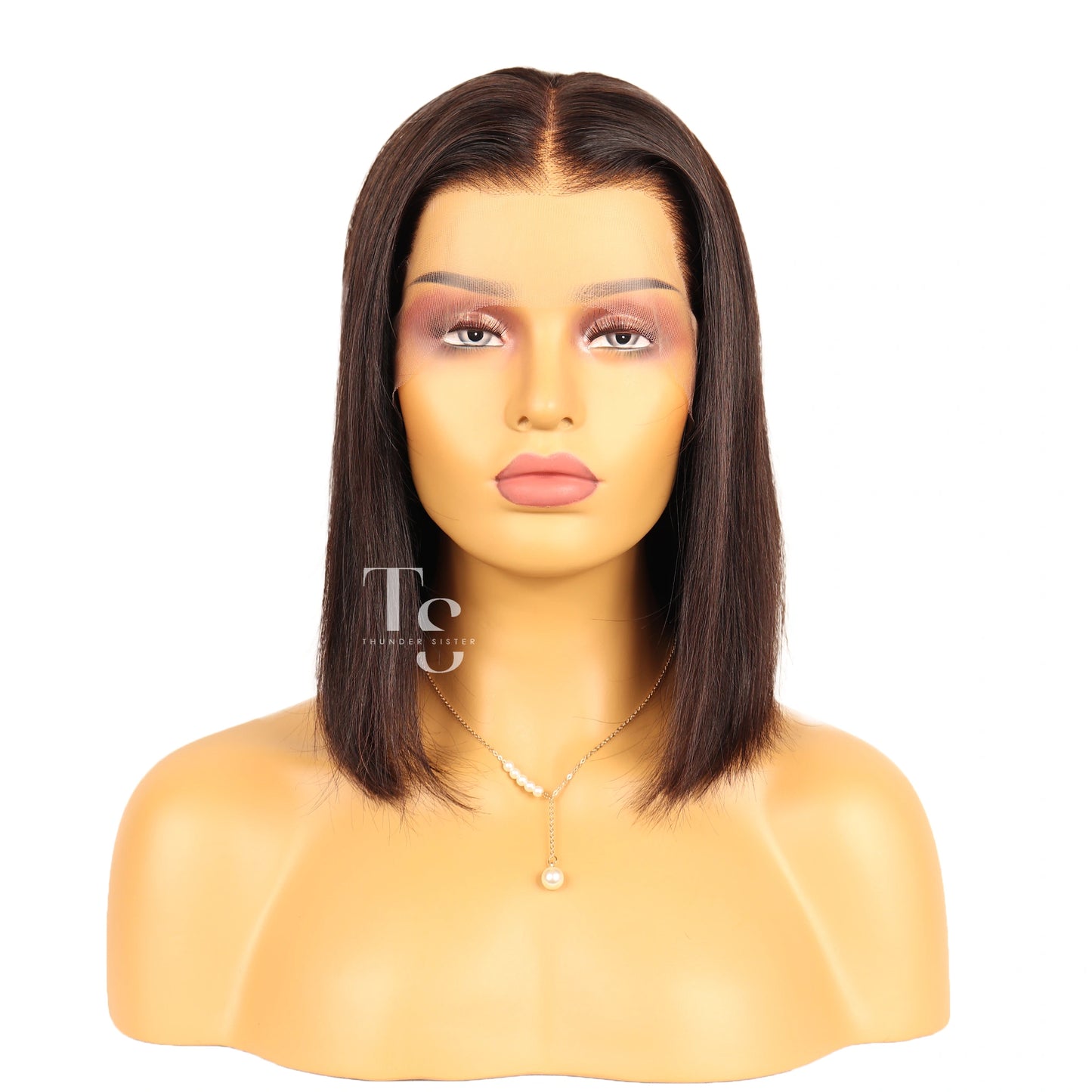 KYLIE Black Straight Blunt Cut Bob 13X4in Lace Front Wig