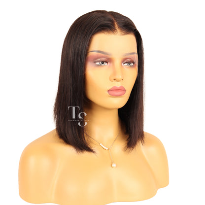 KYLIE Black Straight Blunt Cut Bob 13X4in Lace Front Wig