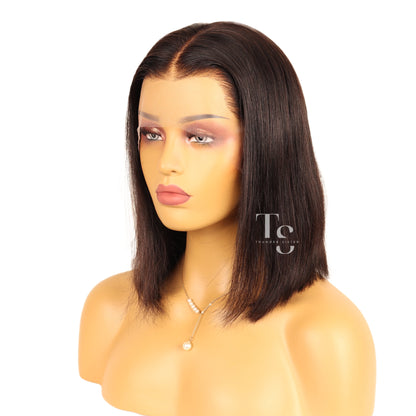 KYLIE Black Straight Blunt Cut Bob 13X4in Lace Front Wig