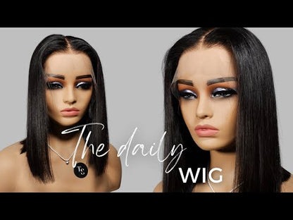 KYLIE Black Straight Blunt Cut Bob 13X4in Lace Front Wig